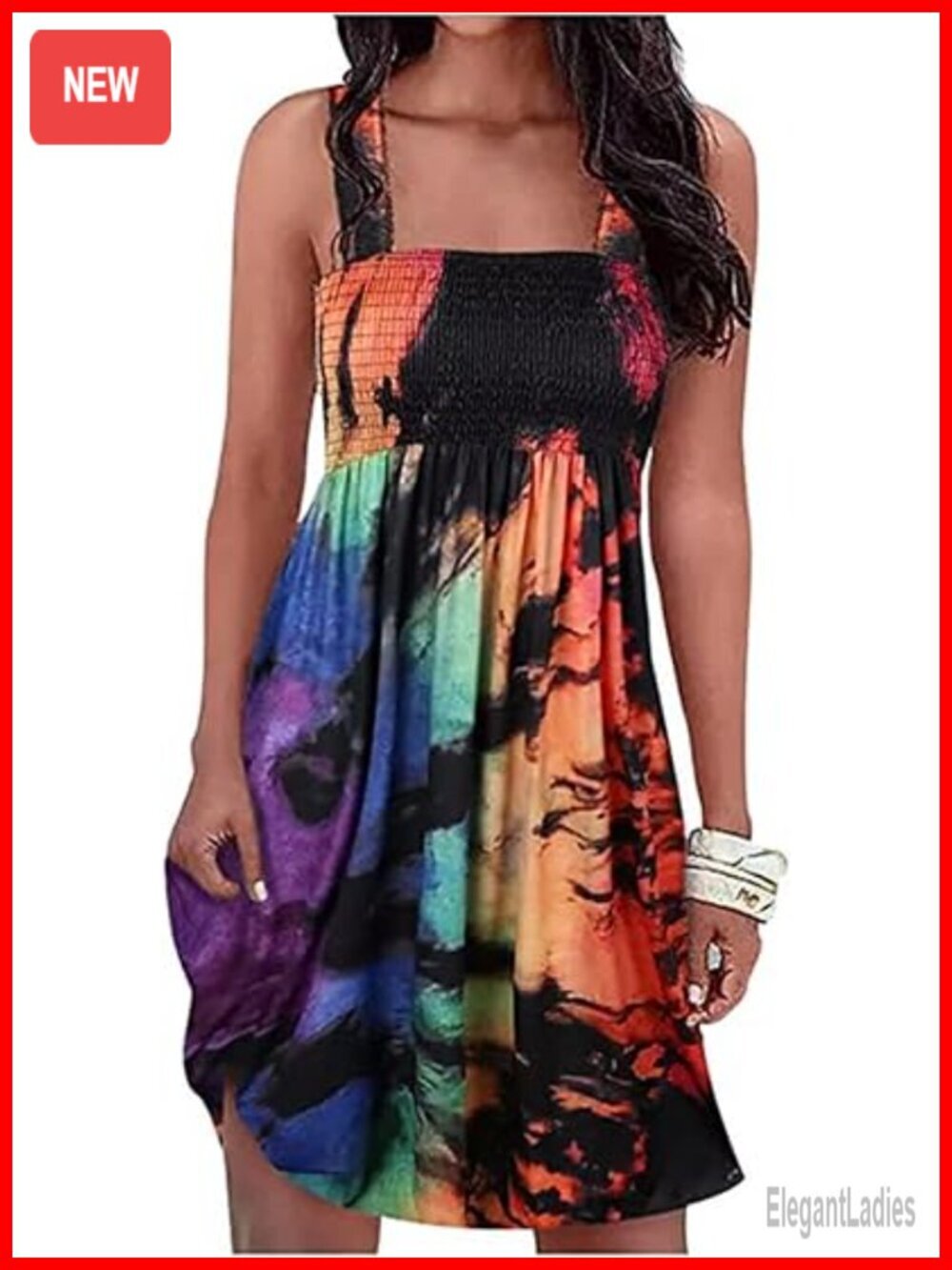 Sleeveless Smocked Spaghetti Strap Mini Sundress Beach Cover Up